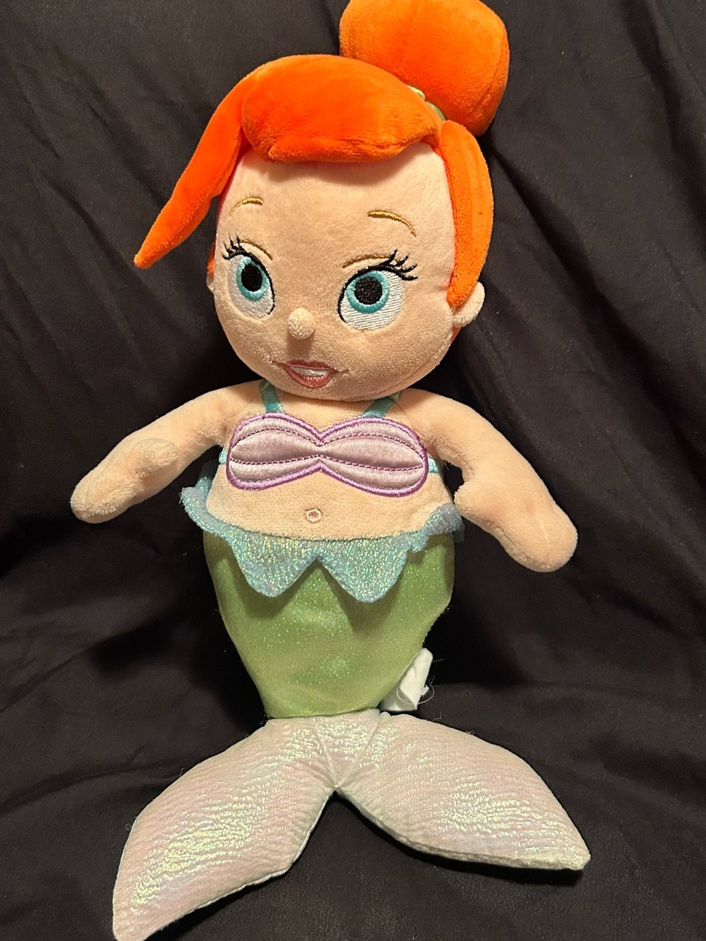 Disney Baby Ariel Mermaid Plush Doll Red Hair Embroidered Eyes Faded tag 15"